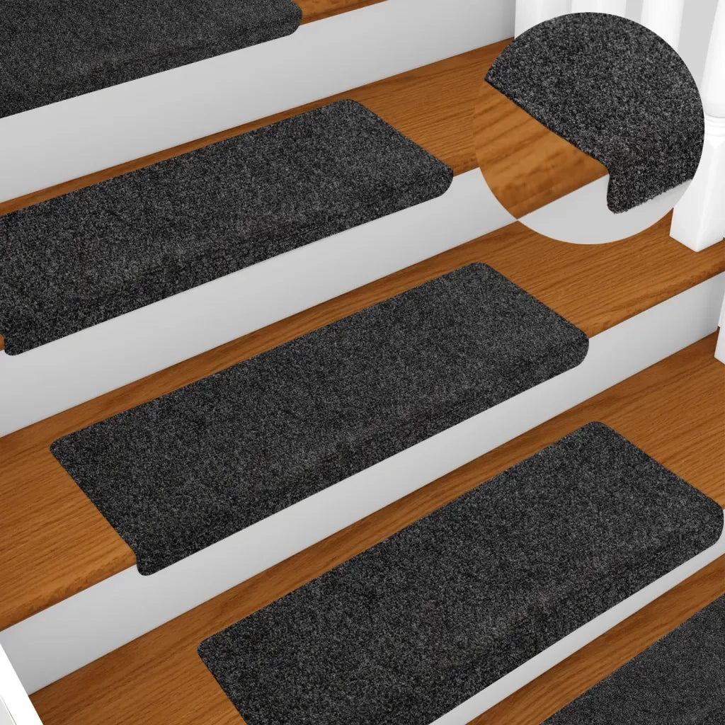 Tappetini per scale autoadesivi 10 pz 65x21x4 cm Grigio Scuro bordo rettangolare 149725