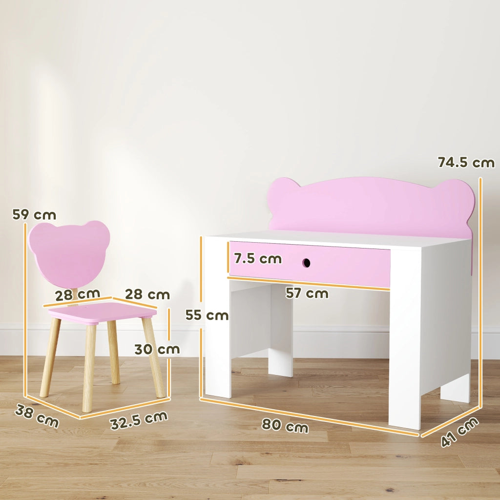 Scrivania Bambini con Sedia e Cassetto ¨C zephmum ¨C Rosa