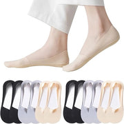 Sokke senza visibilità per donne, calze antiscivolo nylon traspiranti senza peso per calzature a punta piatta 6 paia (unico taglia)