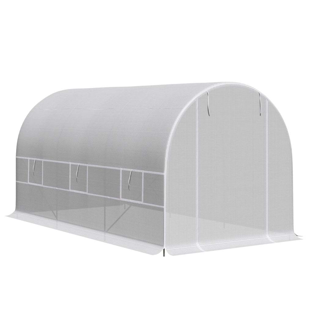 Serra tunnel da giardino 8m2 ¨C Xylo ¨C con porta e 6 finestre, PE 140g/m2, 400x200x200cm bianco