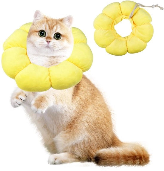 Collare Elizabethiano morbido - Collare di ricupero - Collare per gatti - Collare per cani - Disegno zinnia - Materiale confortevole