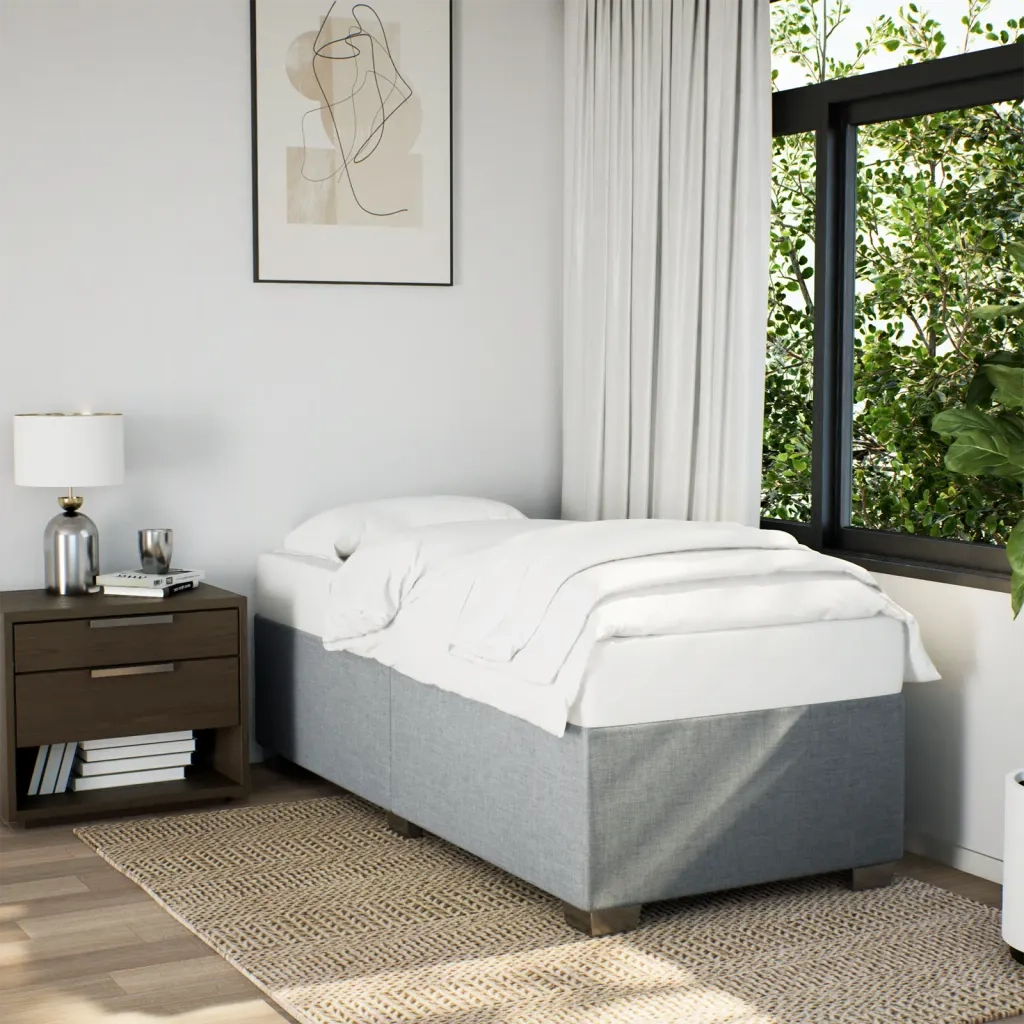 Letto singolo | Letto per adulti | Giroletto senza Materasso Grigio Chiaro 100x200 cm Tessuto