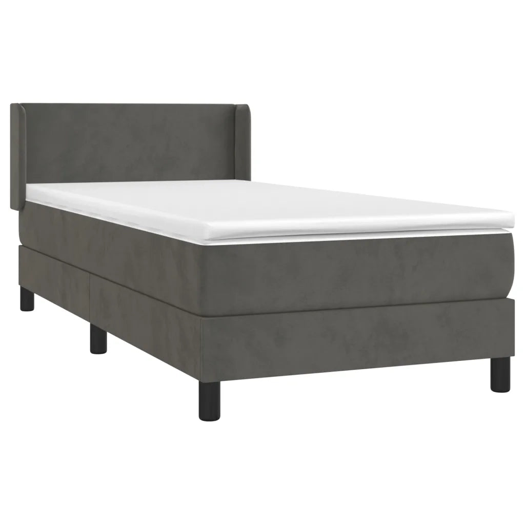 Giroletto a Molle con Materasso-Struttura Letto Grigio Scuro 90x190 cm Velluto 520536