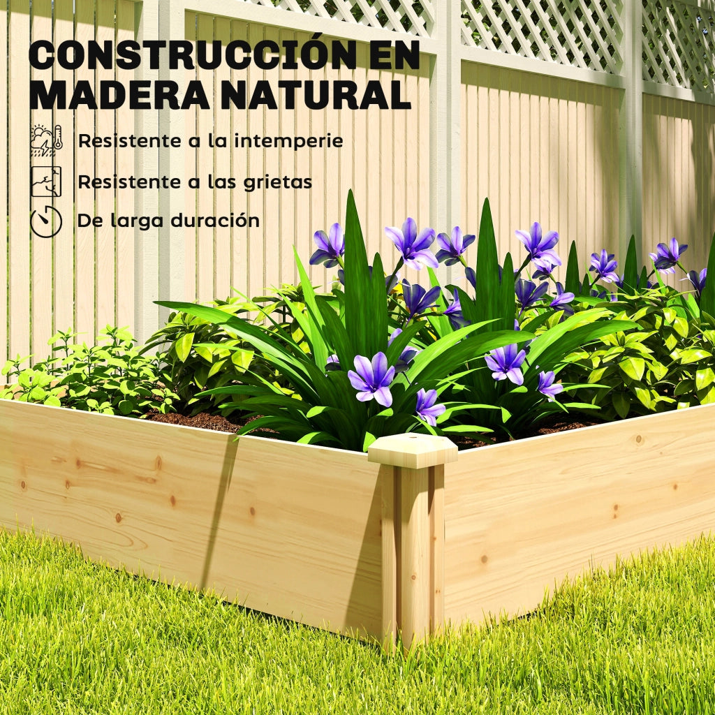 Giardino Urbano Elevato in Legno con Divisore e Base Aperta ¨C zephmum ¨C 235x121x26 cm Naturale