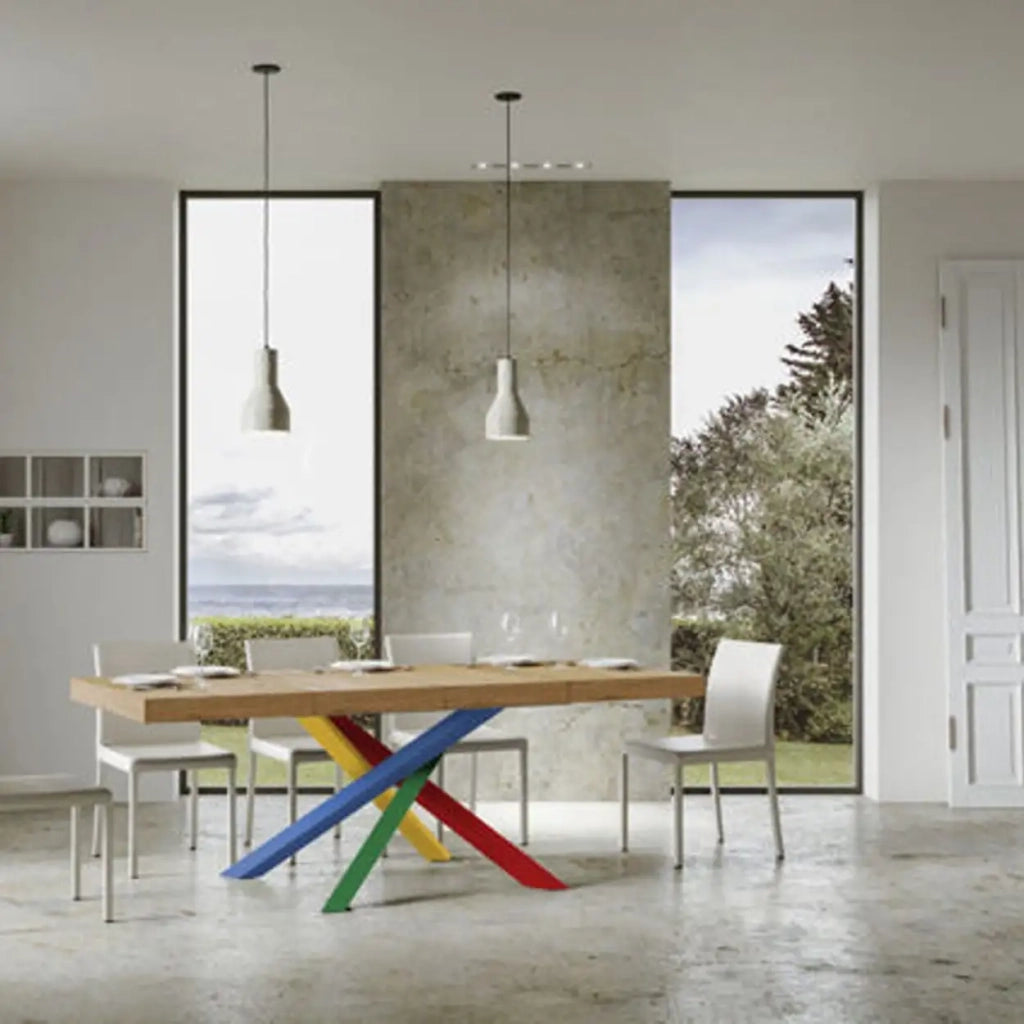 Tavolo allungabile 130/234x90 cm Volantis Premium colore quercia natura gambe multicolore 4/B