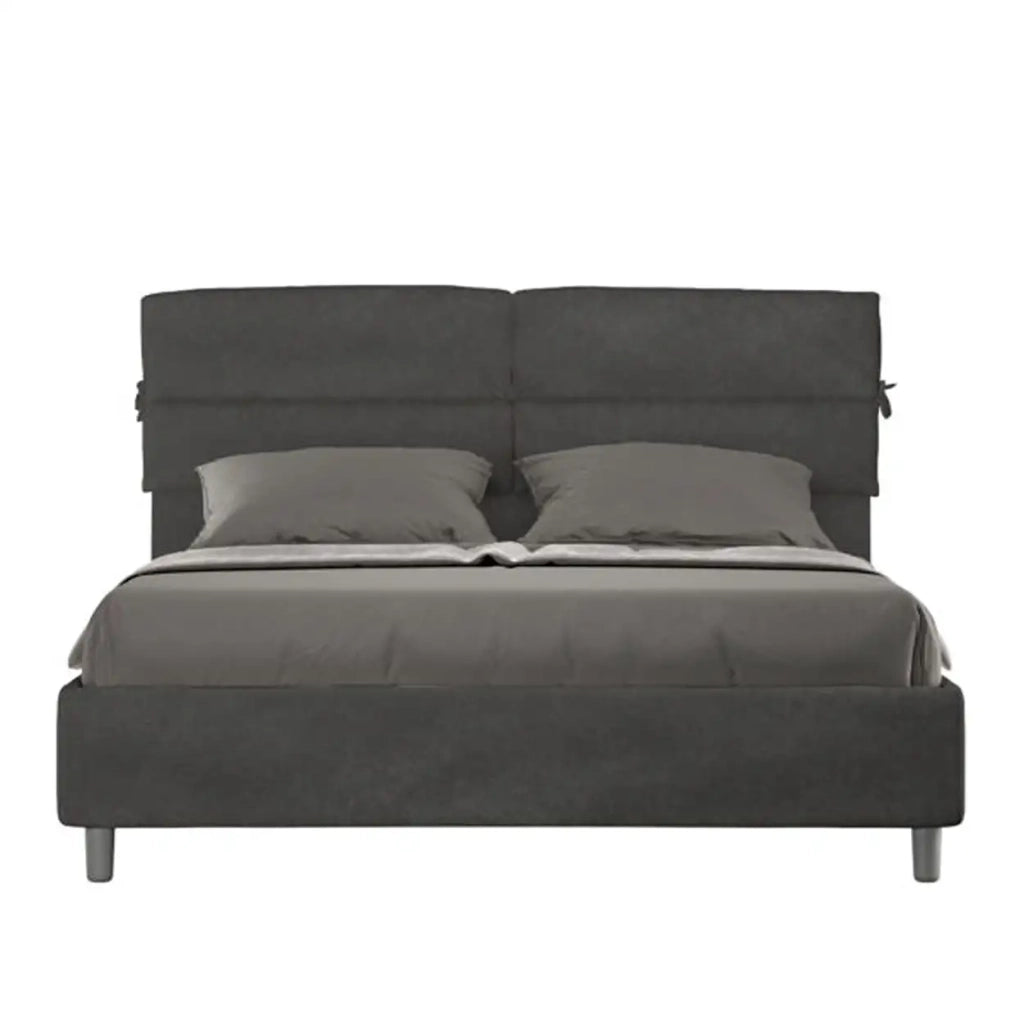 Letto matrimoniale contenitore imbottito 160x190 microfibra grigio Nandy