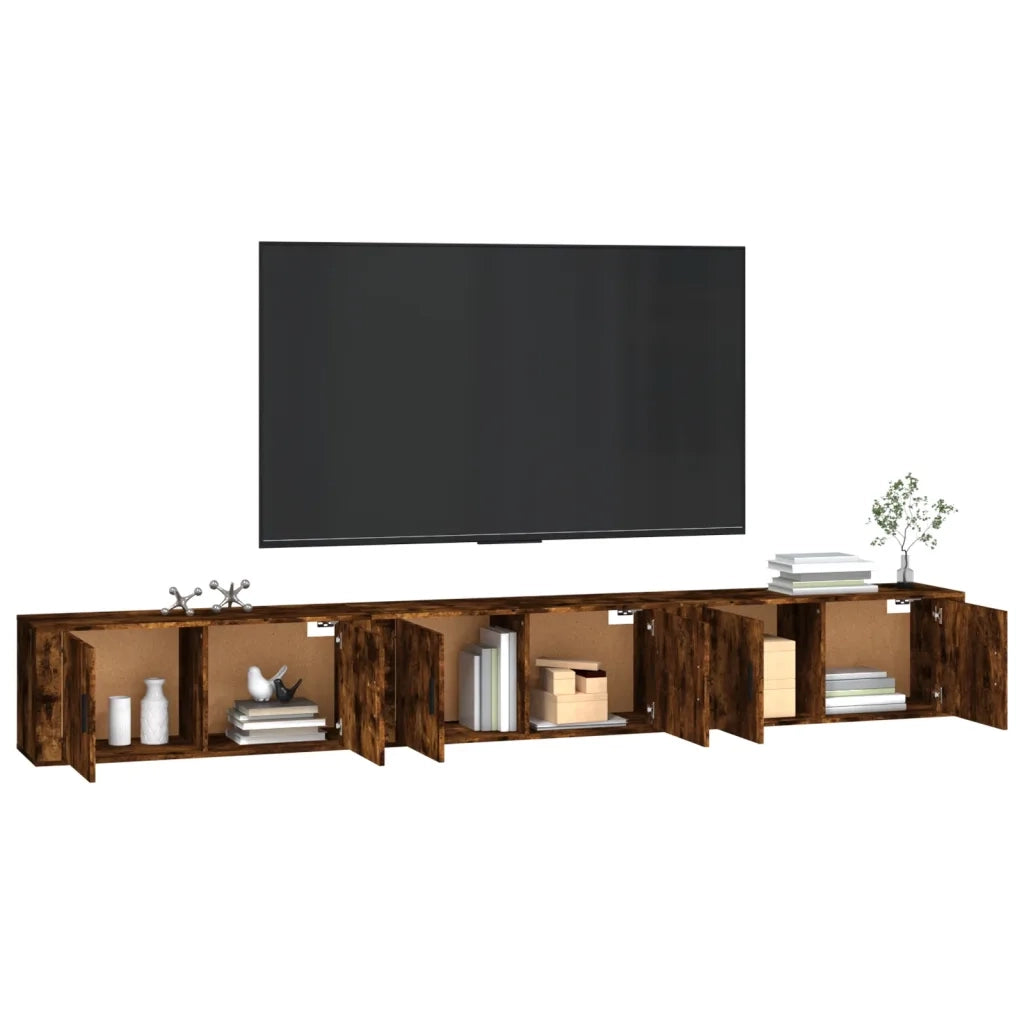 Mobili Porta TV a Parete 3 pz Rovere Fumo 100x34,5x40 cm 3188379