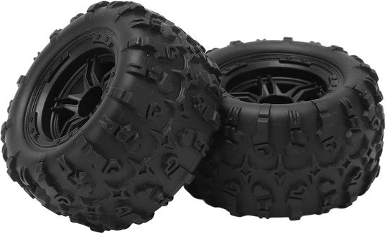 Pneumatici in gomma e plastica per auto da corsa RC - 2 pezzi - Presa antiscivolo - Adatto per veicoli da terreno 1/16 - Resistenti e resistenti allo sforzo - Pneumatici per auto da corsa RC