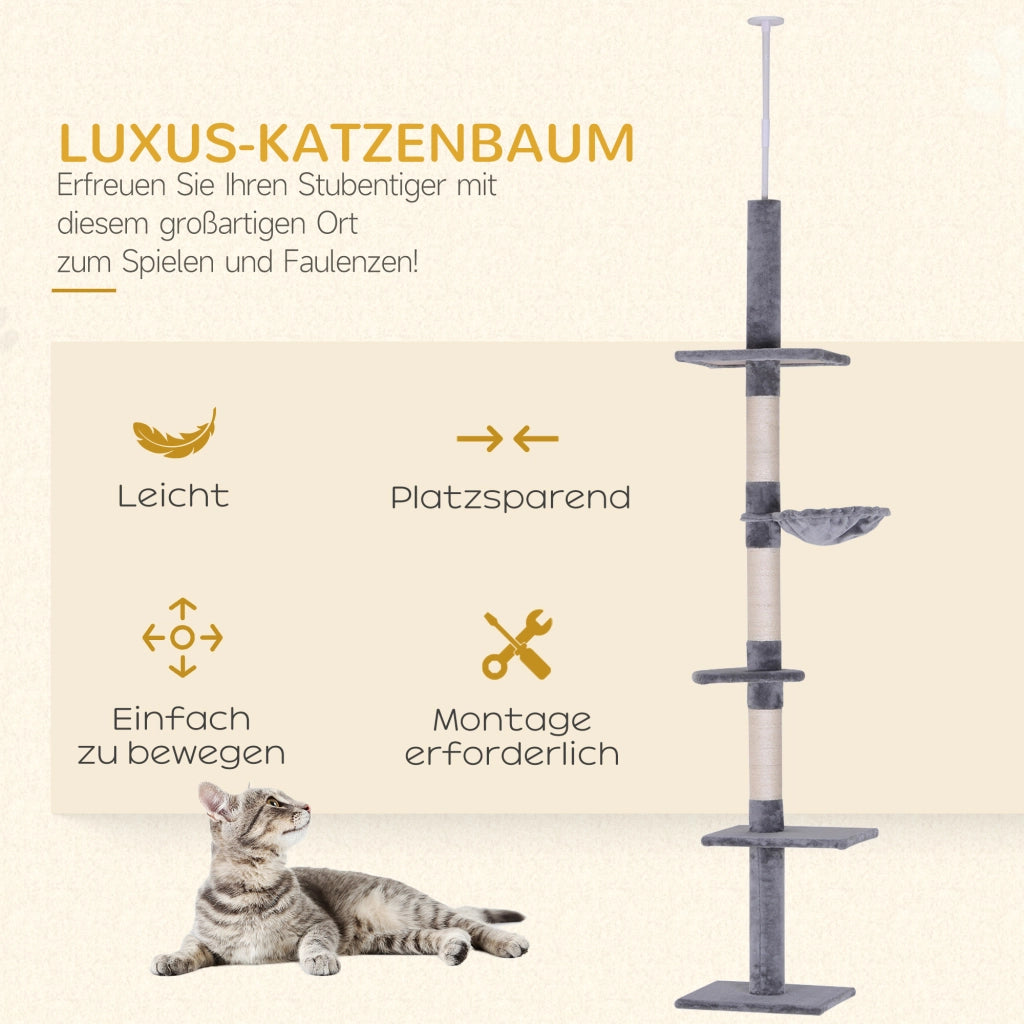 Albero tiragraffi per gatti alto 230-260 cm ¨C zephmum ¨C Grigio