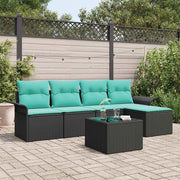Set Divano da Giardino con cuscino 6 pcs Nero polyrattan 3345336