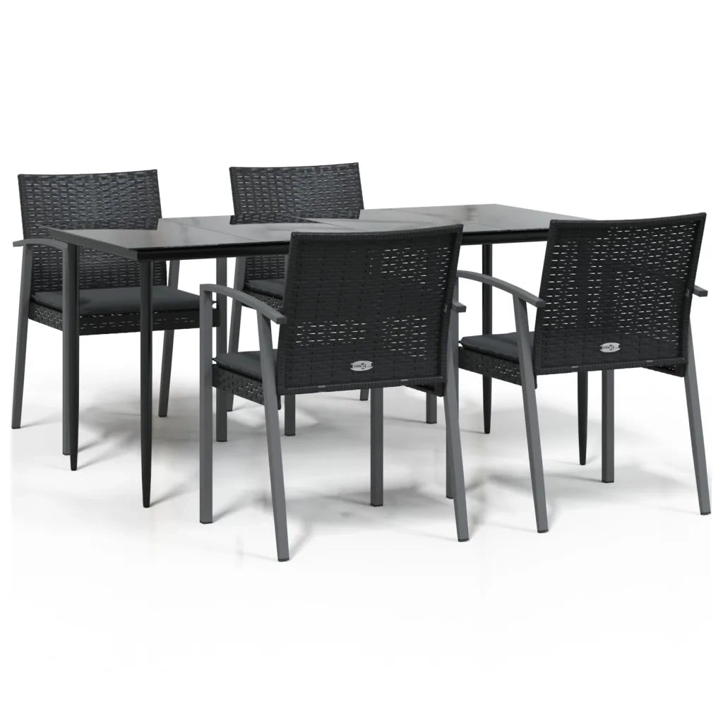 Set Pranzo da Giardino 5pz con Cuscini in Polyrattan e Acciaio 3186979