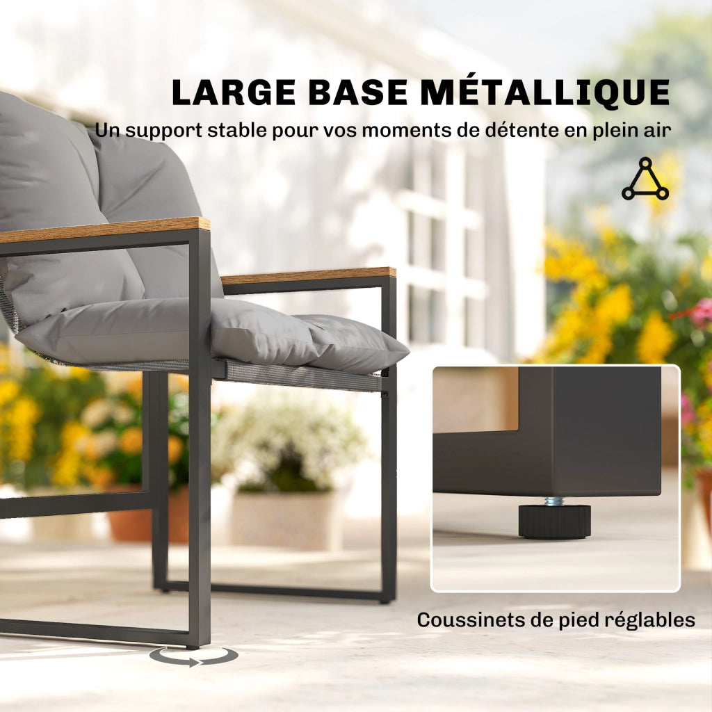 Set divano giardino 3 pezzi 2 posti con tavolino e cuscini ¨C zephmum ¨C grigio