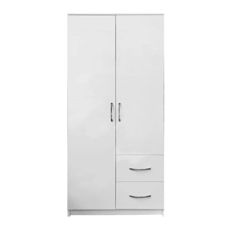 Armadio Niceville 2 ante battenti e 2 cassetti colore bianco