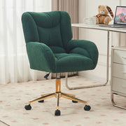 Sedia da Ufficio Girevole Regolabile in Altezza ¨C Xylo ¨C Tessuto Teddy Verde, Gambe Oro