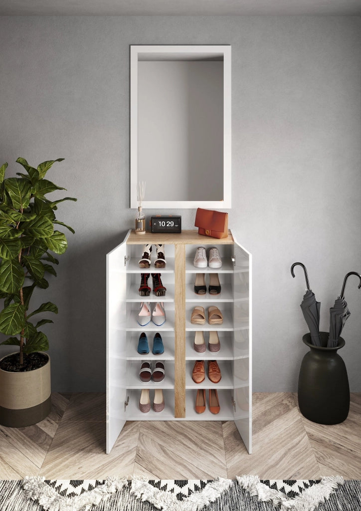Vignone, Armadio Multiuso 2 Ante 5 Ripiani, 70x111h cm Bianco Lucido