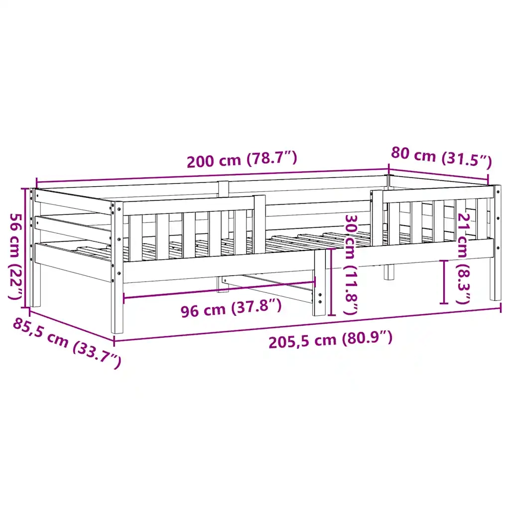 Letto singolo | Letto per adulti | Letto senza Materasso Marrone Cera 80x200 cm Legno di Pino