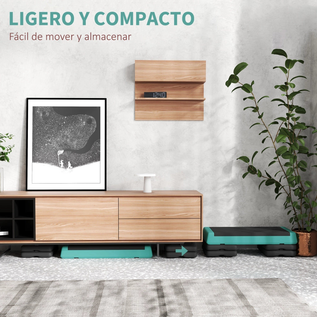 Step Aerobico Fitness Antiscivolo ¨C Xylo ¨C Altezza Regolabile 3 Livelli 77x36x20,5cm Verde e Nero