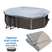 Copertura Invernale 8,54 X 4,36 M Per Piscina In Legno Composito Ottagonale Allungata Wpc Wood Di 8,04 X 3,86 M Dimensione piscina: 8.04 X 3.86 m