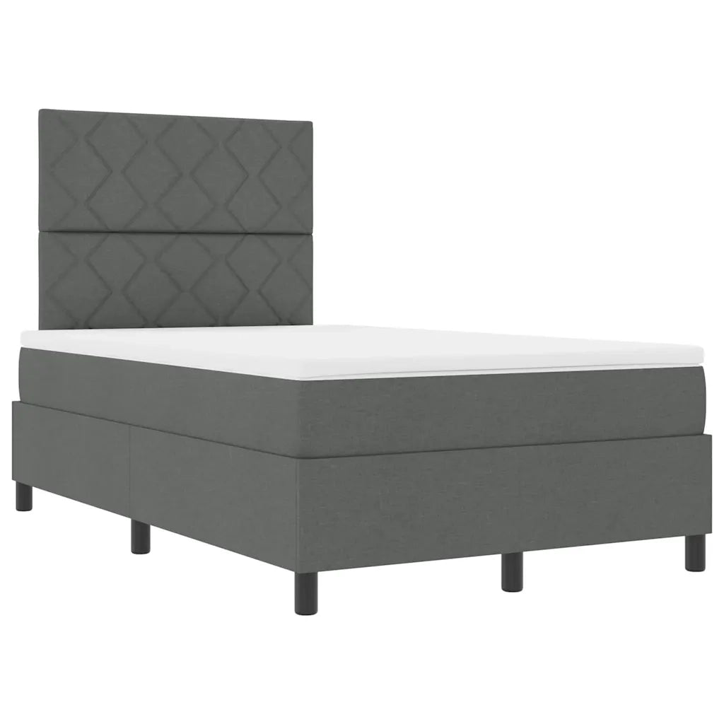 Letto a molle con materasso Grigio scuro 120 x 190 cm Tessuto