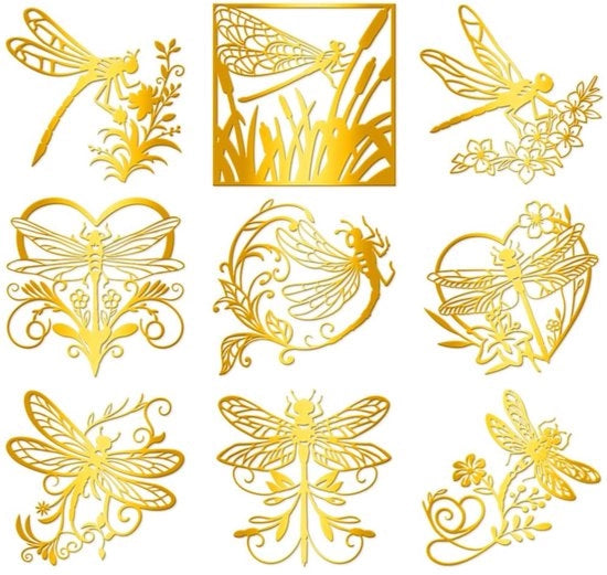 Sticker autoadesivi autoattaccanti 9 pezzi - Farfalle dorate - Impermeabili - Decorazioni per album di scrapbooking - Hars/Kunsthandwerk - 4 cm x 4 cm - Sticker decorativi