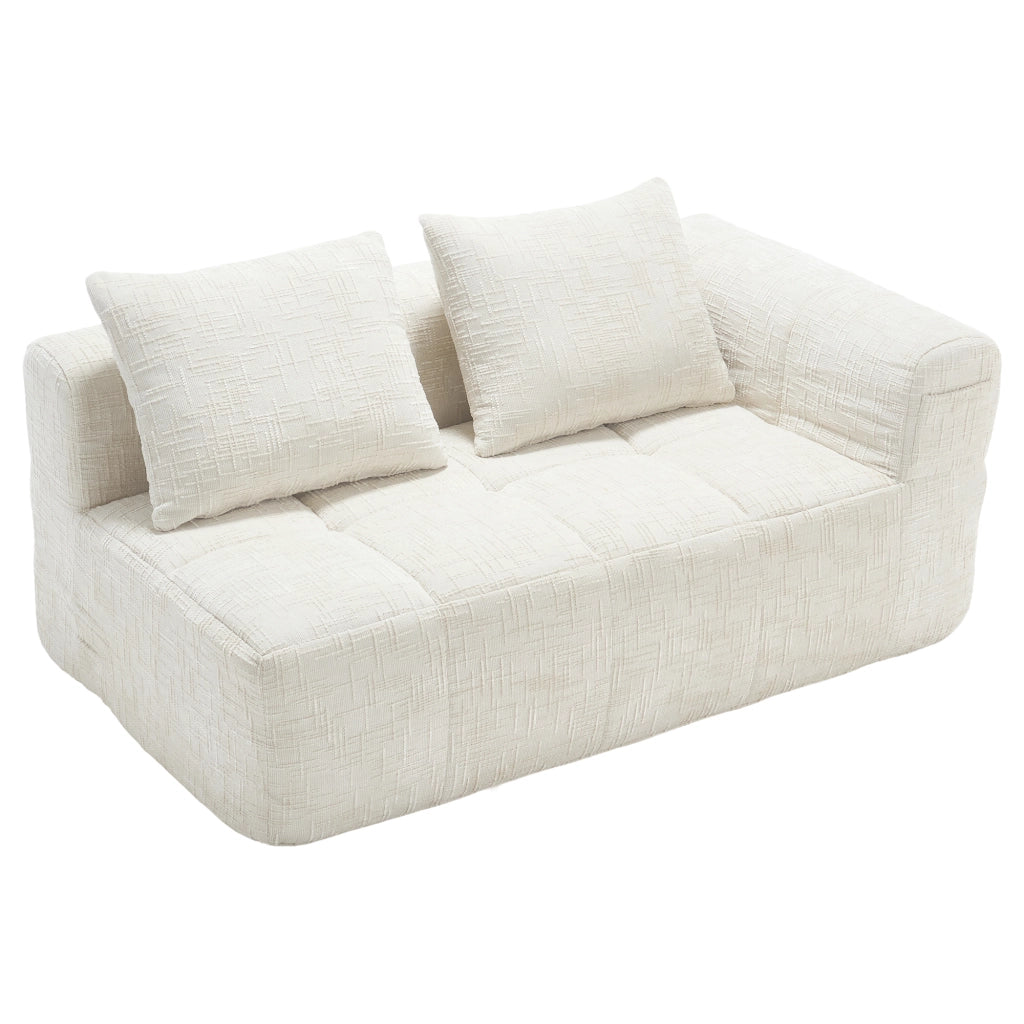 Divano comodo per 2 persone - Zephmum - Con cuscini, tasche laterali, beige