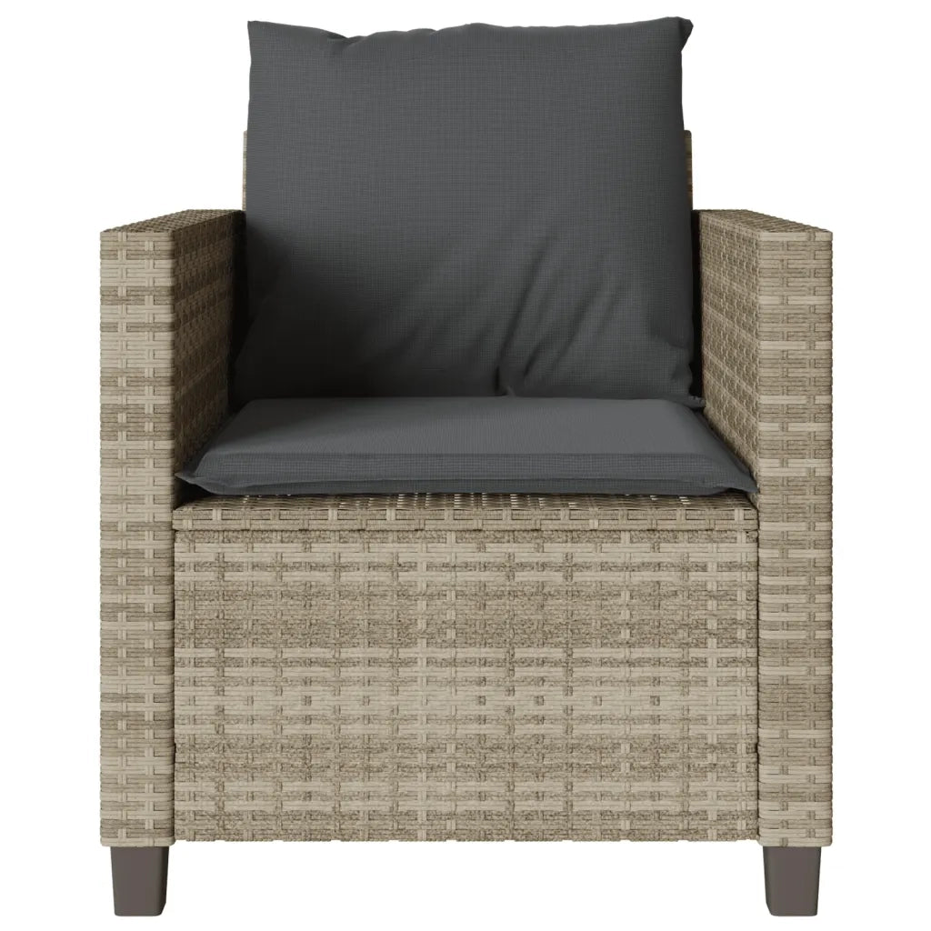 Set da Bistr¨° 3 pz | Set Salotto da Giardino con Cuscini Grigio Chiaro in Polyrattan