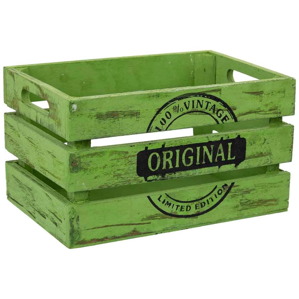 Cassetto in legno verde 18x12x10h cm