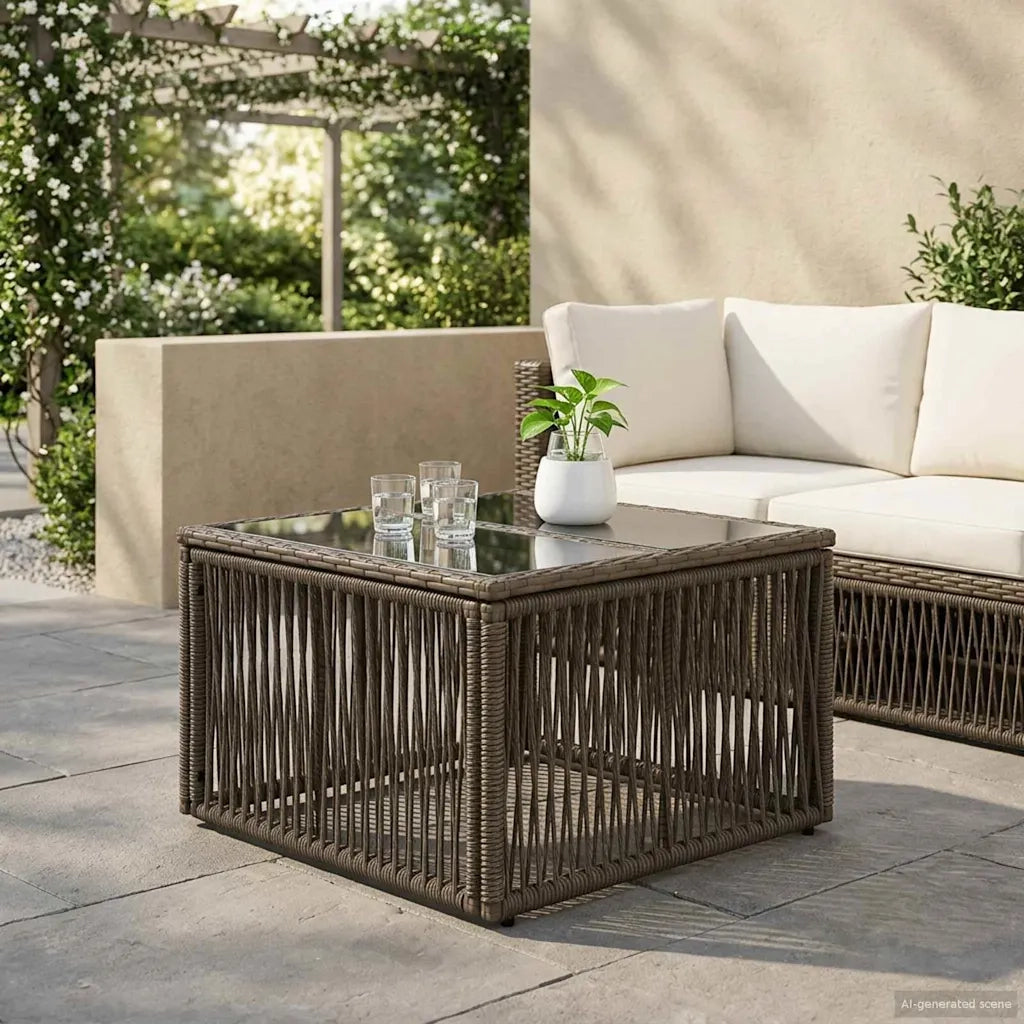 Tavolo da Giardino Grigio e Nero 55 x 55 x 37 cm 42035134