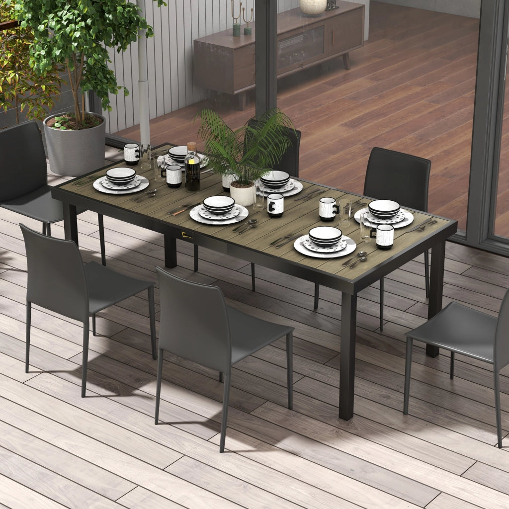 Tavolo da pranzo giardino allungabile 8 persone ¨C Xylo ¨C Alluminio piano PE grigio