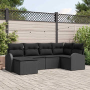 Set Divano da Giardino 6 pcs Nero polyrattan