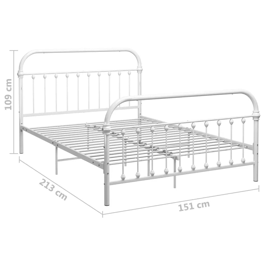 Letto matrimoniale | Letto per adulti | Giroletto Bianco in Metallo 140x200 cm