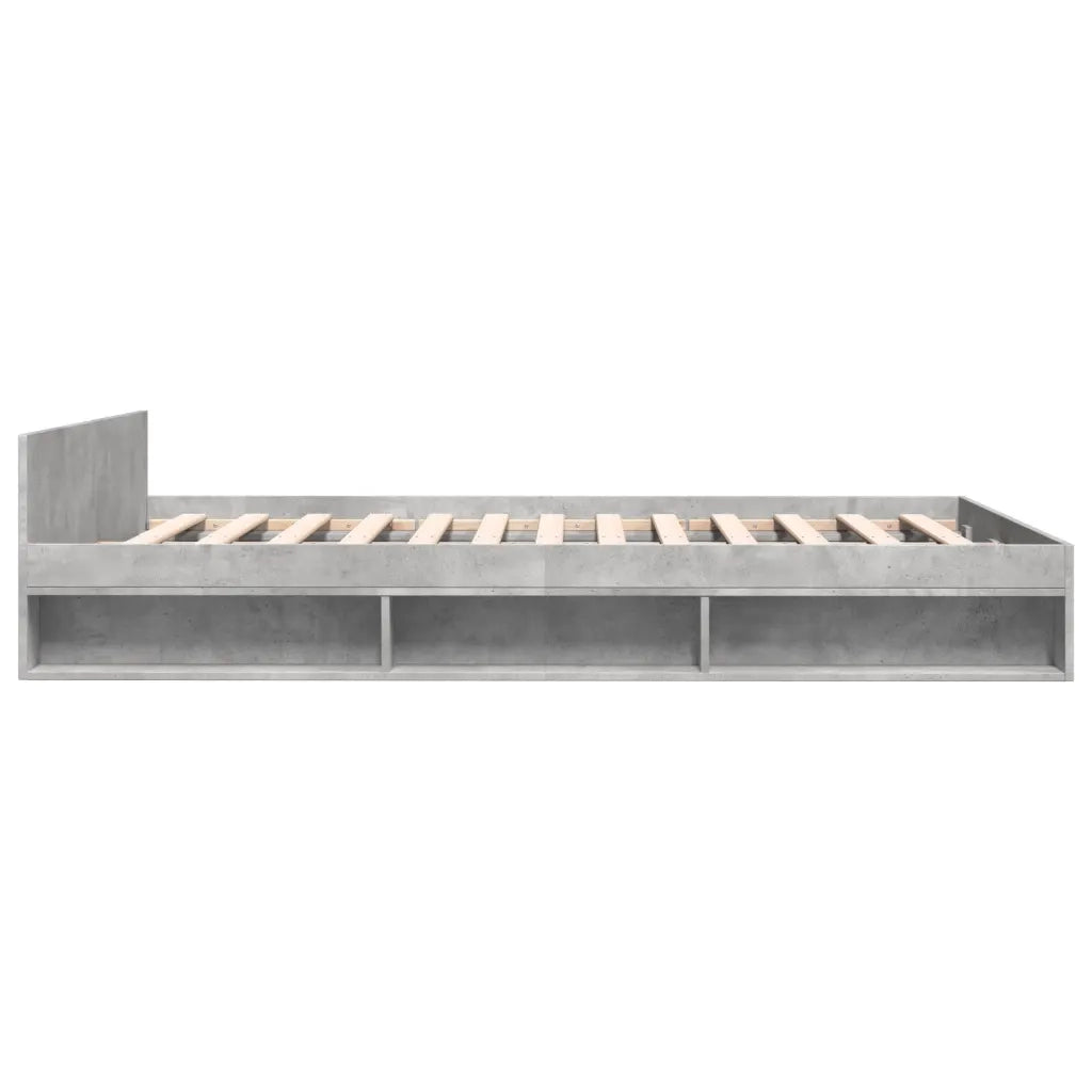 Letto matrimoniale | Letto per adulti | Giroletto Cassetti Grigio Cemento 140x190 cm Legno Multistrato