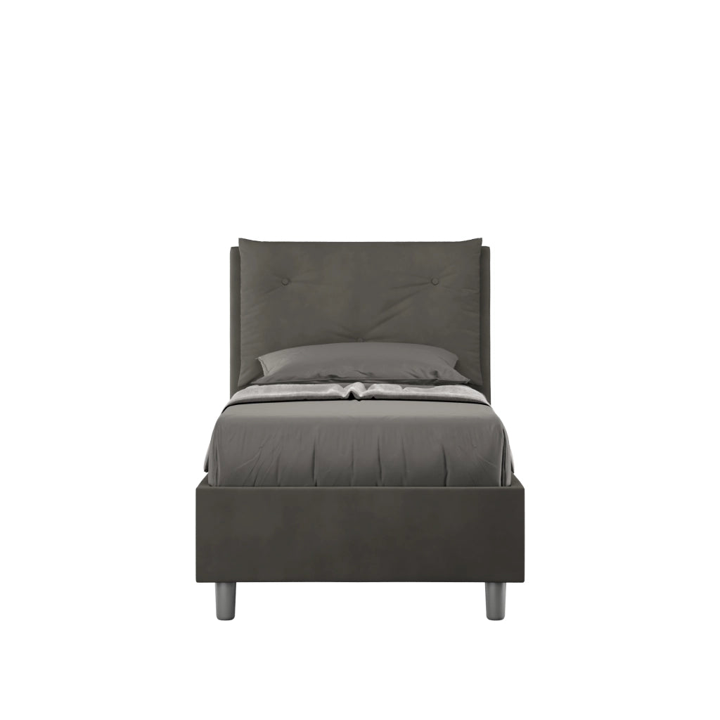 BS COM Letto singolo senza rete imbottito 90x190 microfibra grigio