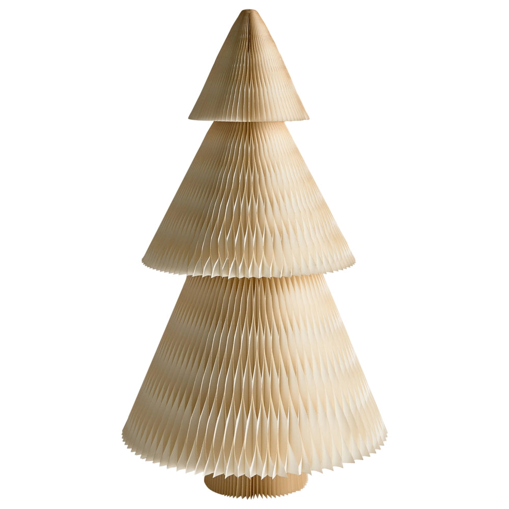 Set di 2 alberi di Natale Figurine Beige e verde Carta a nido d'ape Effetto 3D Stile Origami Motivo festivo