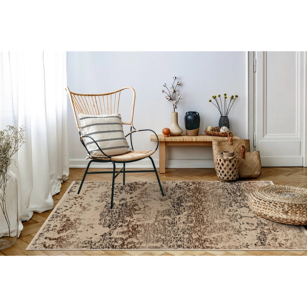 Tappeto Charu 200 Beige con effetto Vintage