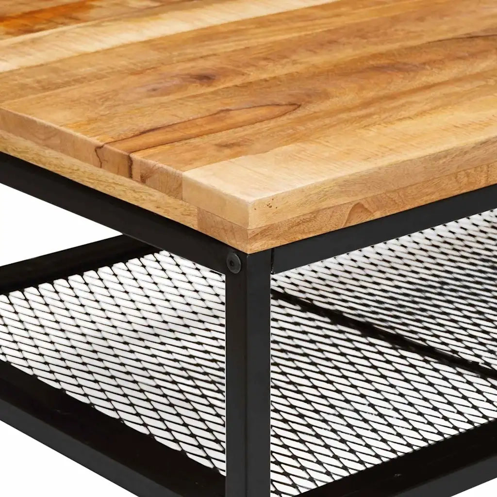 Tavolino da Salotto-Tavolino da soggiorno-Tavolo Marrone e Nero Legno di mango massello