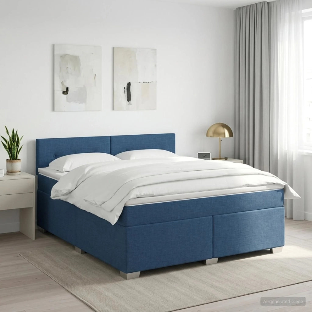 Letto box spring con materasso Blu 140 x 200 cm Tessuto 3450501