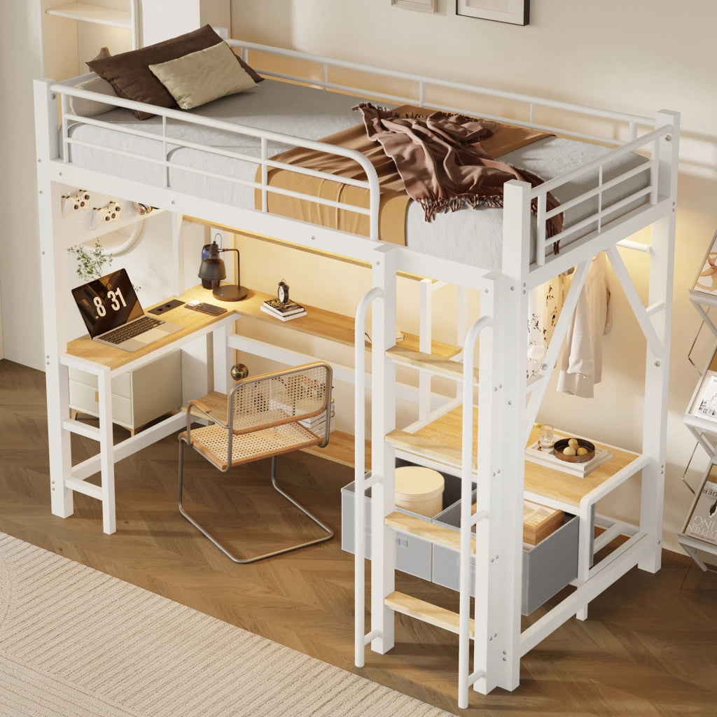 letto a castello metallo e mdf bianco 90 x 200 cm