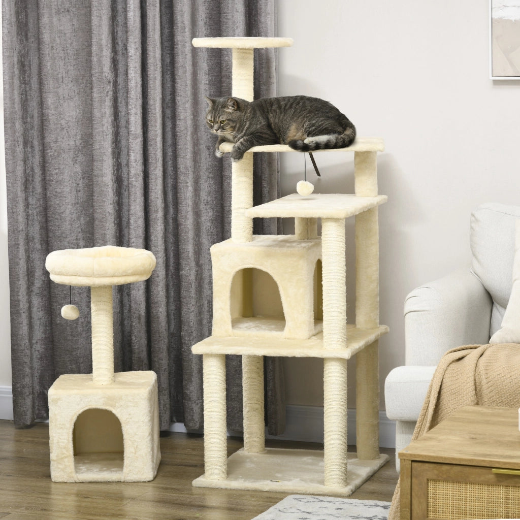 Albero per gatti con piattaforme e nicchie ¨C Minimal ¨C Beige 171 cm