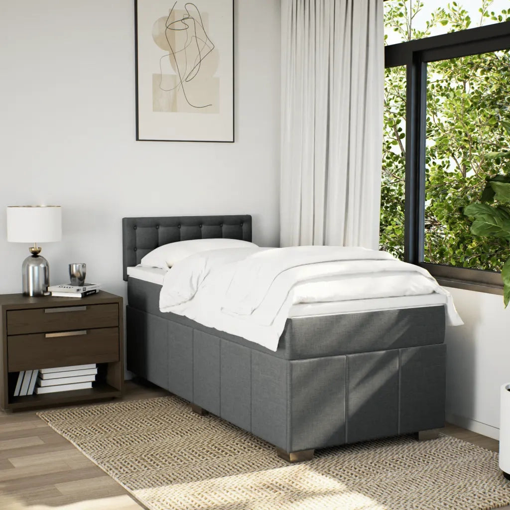 Giroletto a Molle con Materasso Grigio Scuro 100x200 cm Tessuto 3286994