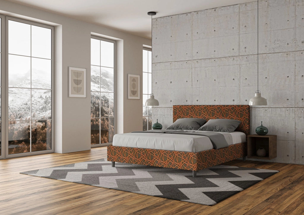 Letto Matrimoniale 160x210 cm con Rete Adele Era 04 Arancione