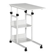 Tavolino con rotelle regolabile in altezza ¨C Xylo ¨C 2 ripiani metallo bianco 80x40x72-82cm