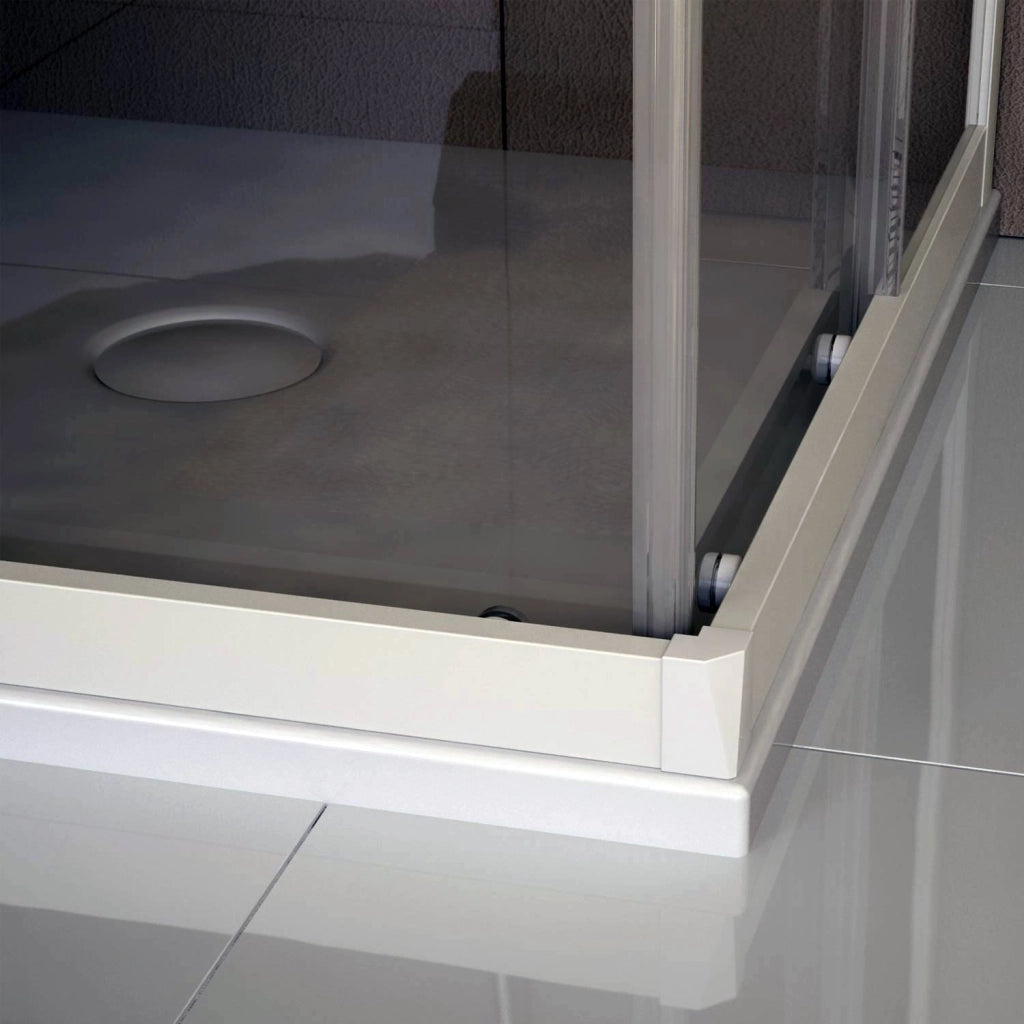 Box Doccia 3 Lati in PVC 75x100 CM H 200 Vetro Trasparente Profilo Bianco mod. Lite