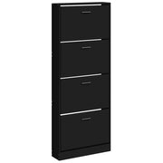 Scarpiera | Mobile per scarpe Nera 59x17x150 cm in Legno Multistrato