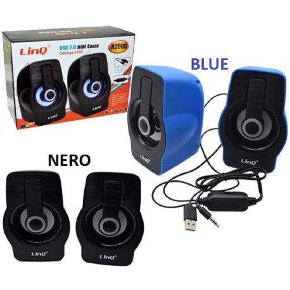 Trade Shop - Casse Usb 2.0 Mini Speaker Altoparlanti Con Luce Led Pc Notebook Netbook A2000 -