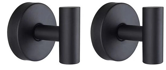 Hanger per doccia - Hanger riciclabile per asciugamani, kimoni e loofah in bagno - Da fissare in cucina, su pareti e superfici, modello a foro (2 pezzi - nero)