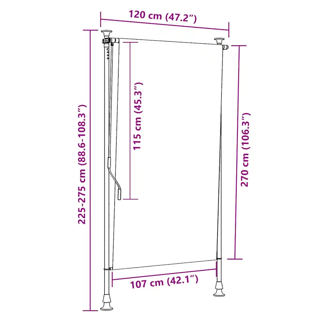 Tenda a rullo | Tenda avvolgibile per Esterni 120x270 cm Antracite