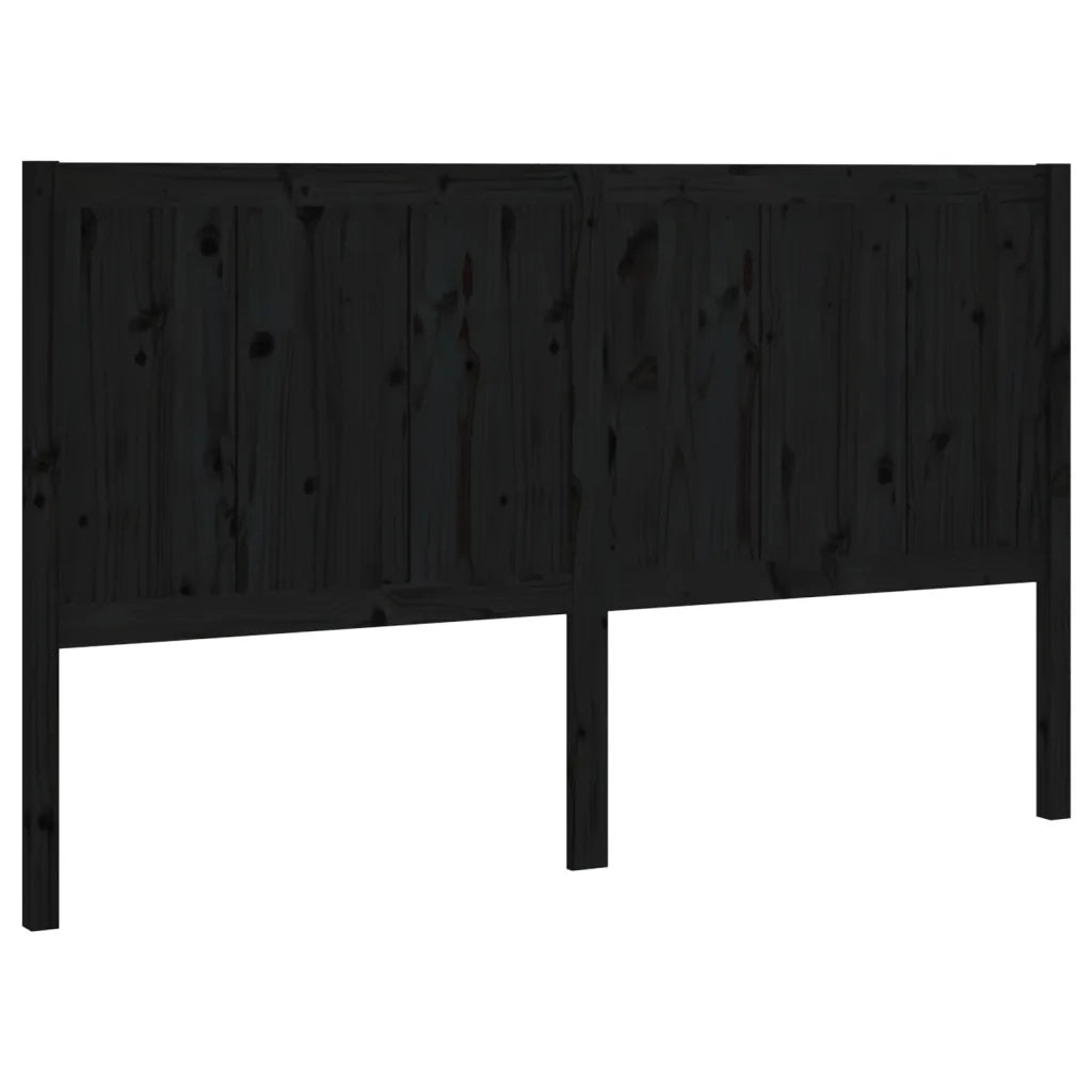 Testiera per Letto Nera 125,5x4x100cm in Legno Massello di Pino 818084