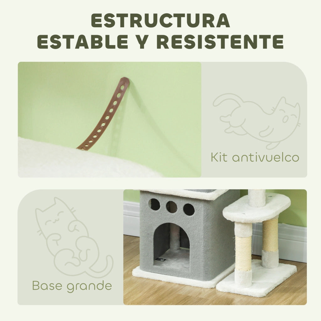 Tiragraffi per Gatti con Piattaforme Sisal e Cuscinetti ¨C zephmum ¨C 126 cm Crema