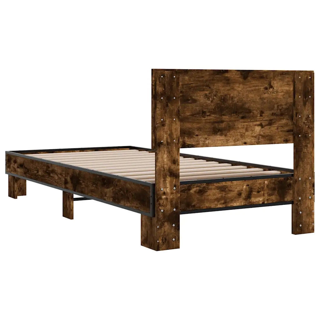 Giroletto-Struttura Letto Rovere Fumo 90x200 cm in Legno Multistrato e Metallo 998841